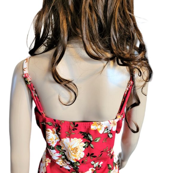 FULL CIRCLE TRENDS Sexy Red Floral Faux Wrap Sun Dress NWOT Size Large - Picture 5 of 7